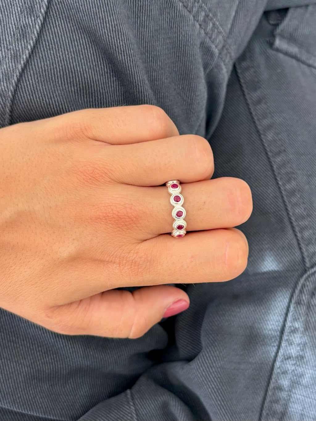 Bague Lágrima Rosa Plata