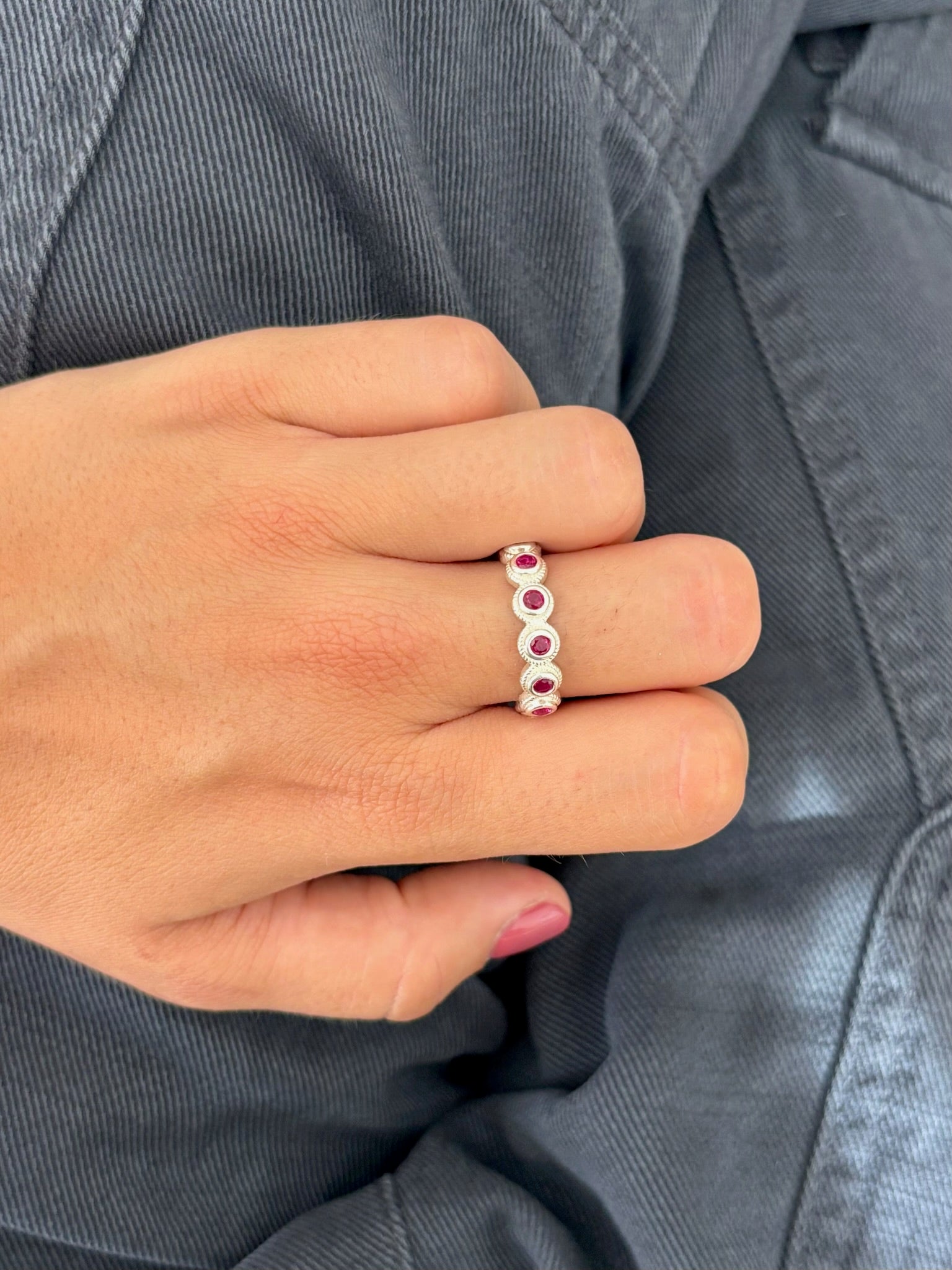Bague Lágrima Rosa Plata