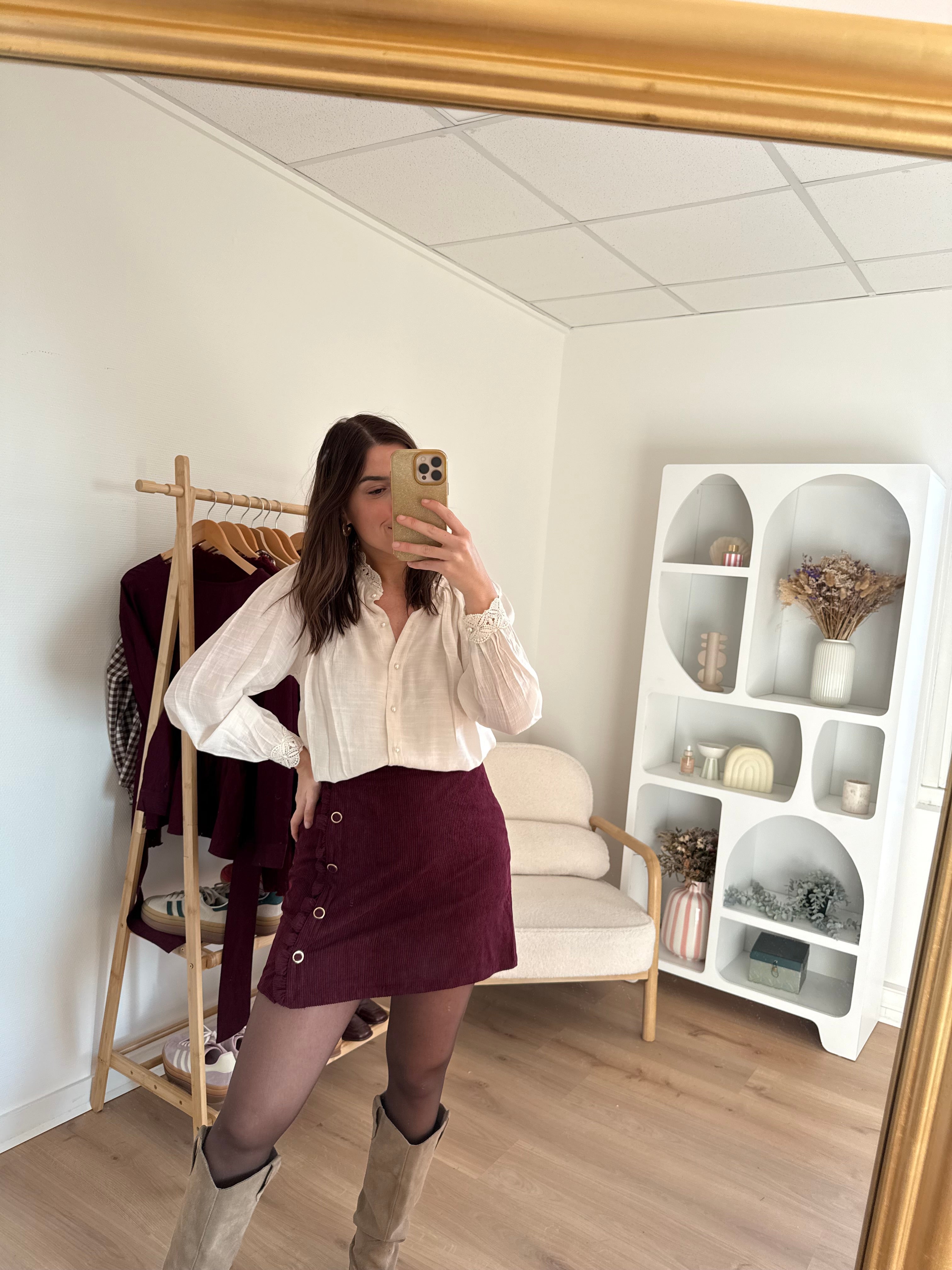 Jupe En Velours Louisa Bordeaux