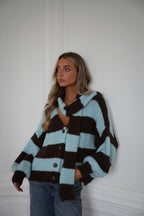Gilet Écharpe Rayé Jasmin - Bleu/Chocolat
