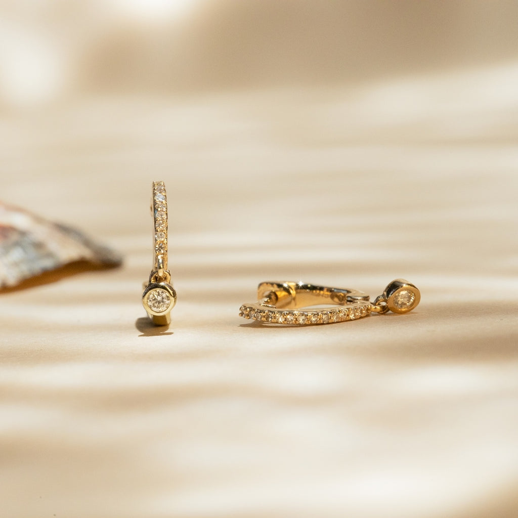Boucles D'Oreilles "Créoles Charms" D0,1/30Ct - Or Jaune