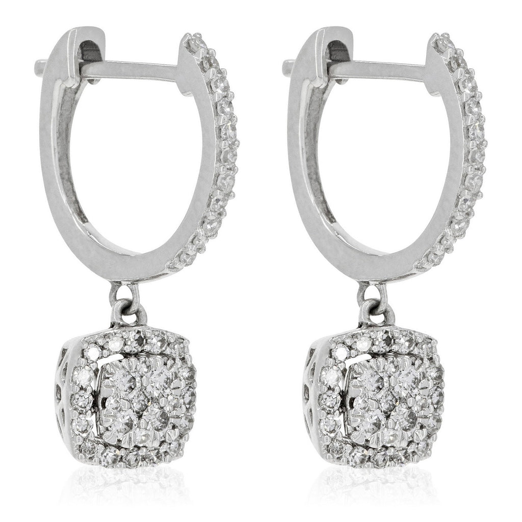 Boucles D'Oreilles "Quadra" D0,30/72 - Or Blanc 375/1000