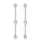 Boucles D'Oreilles,'Trois Ronds Précieux" Diamants 0,09/6 - Or Blanc 375/1000