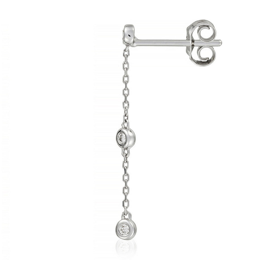 Boucles D'Oreilles,'Trois Ronds Précieux" Diamants 0,09/6 - Or Blanc 375/1000