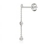Boucles D'Oreilles,'Trois Ronds Précieux" Diamants 0,09/6 - Or Blanc 375/1000