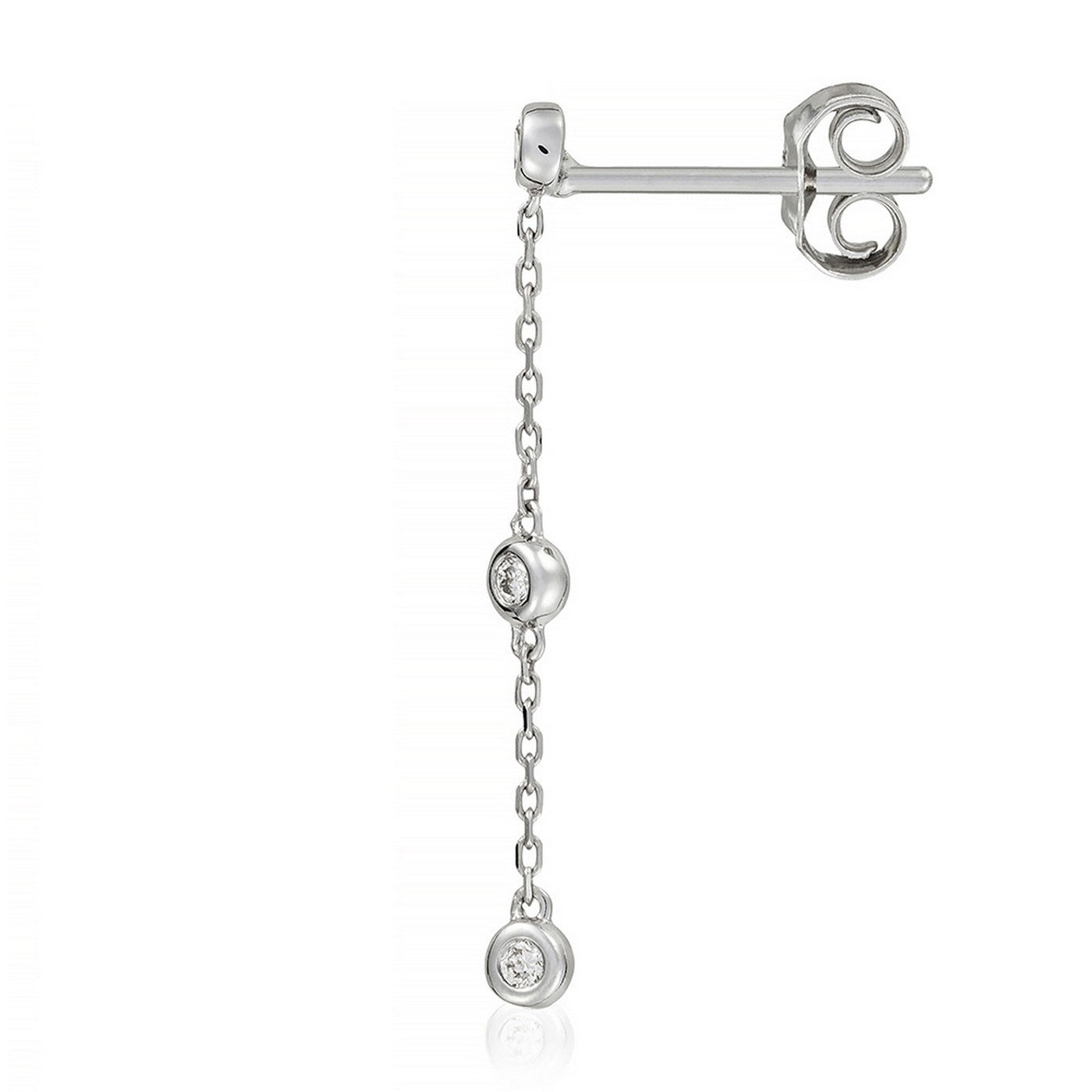Boucles D'Oreilles,'Trois Ronds Précieux" Diamants 0,09/6 - Or Blanc 375/1000