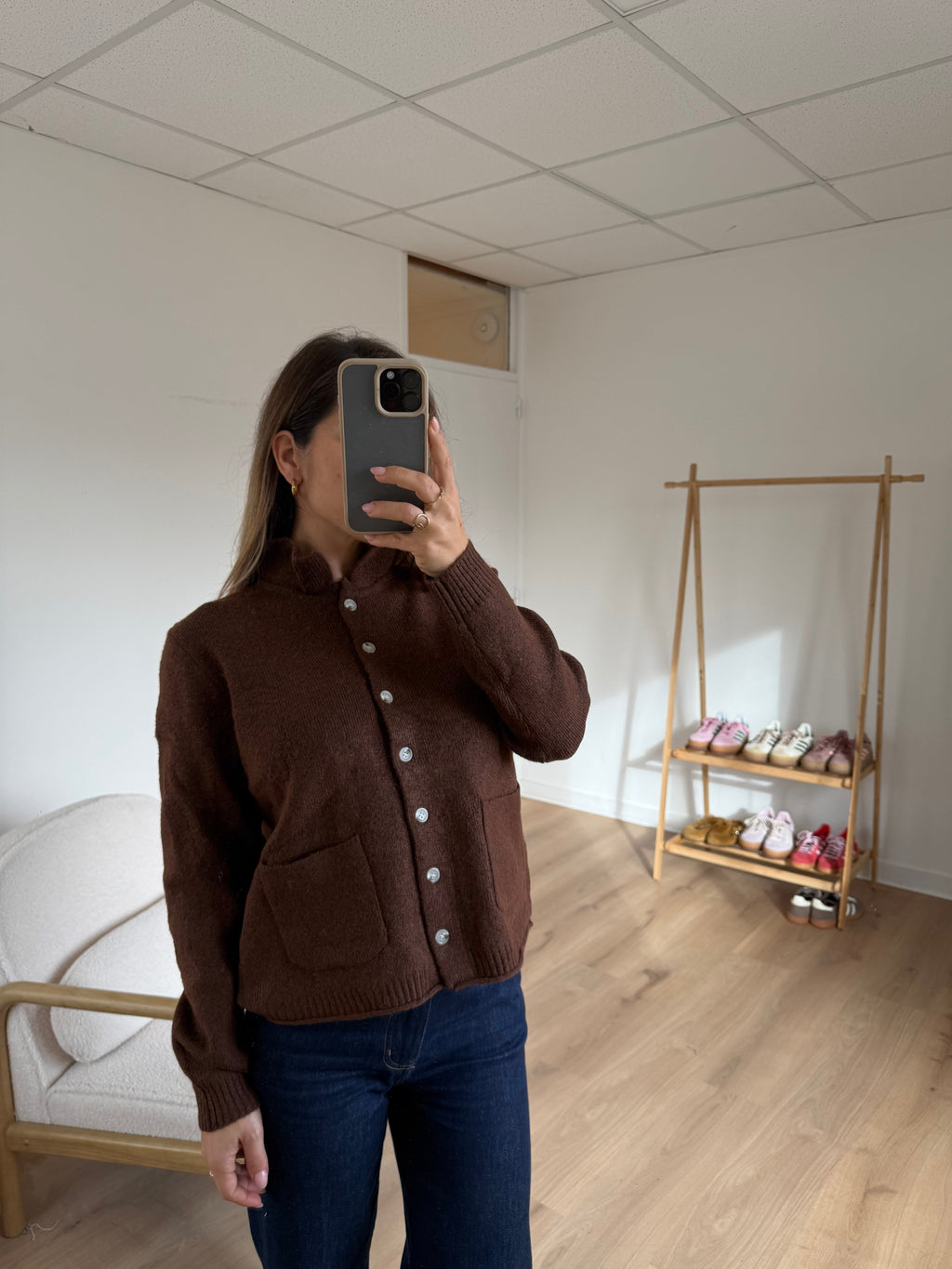 Cardigan À Col Colette Chocolat