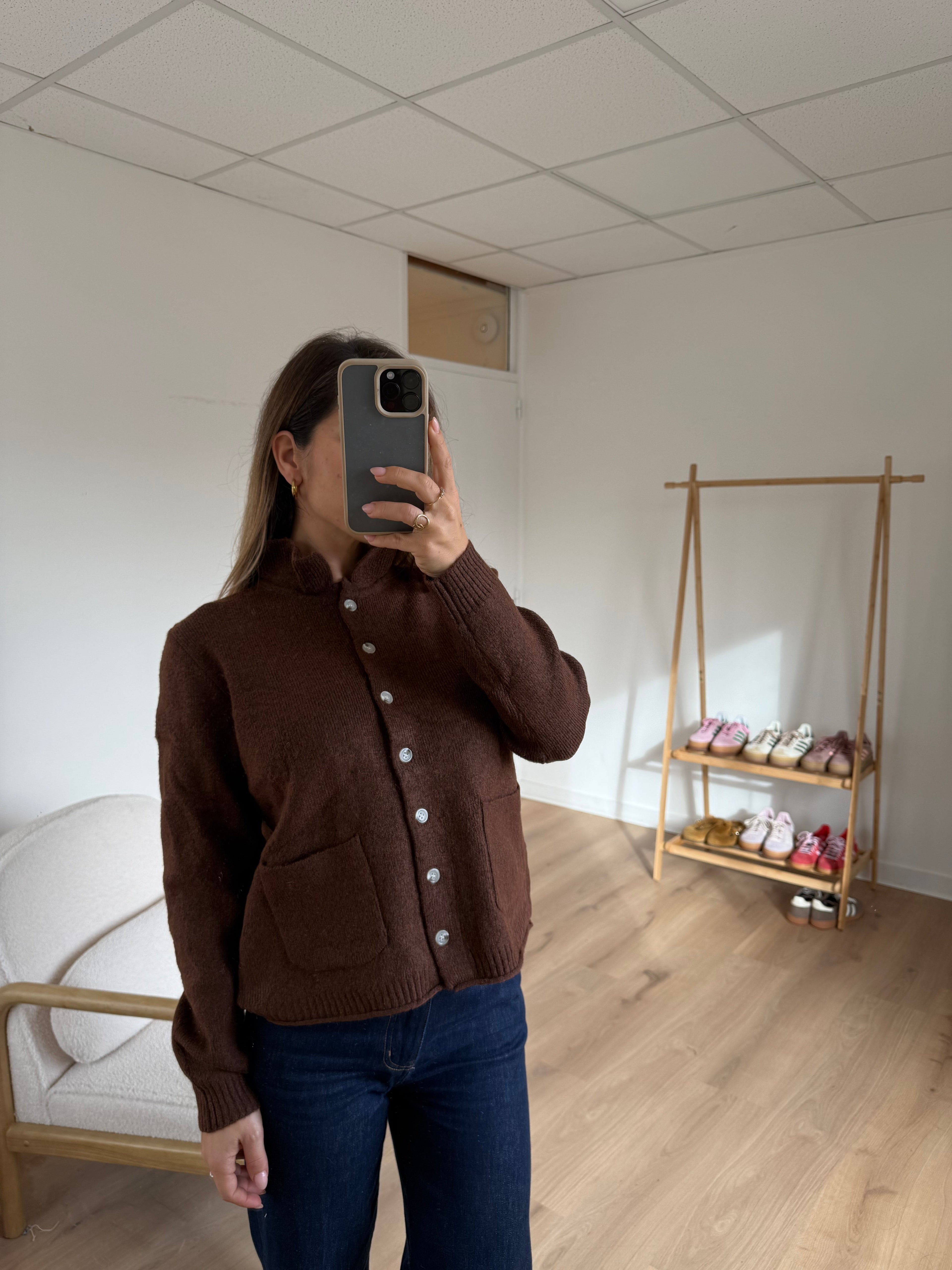 Cardigan À Col Colette Chocolat