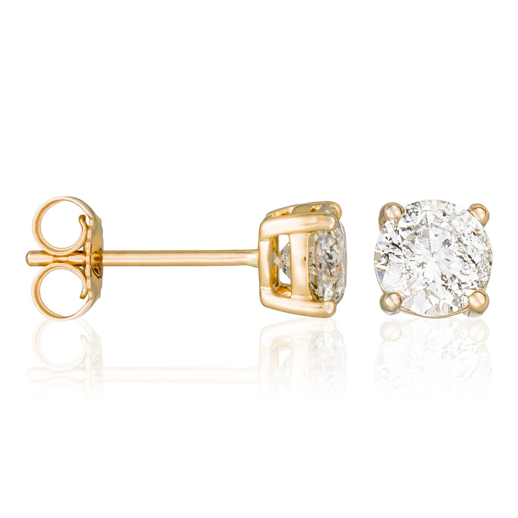 Boucles D'Oreilles "Single Diamond 1 Carat" D1Ct/2 - Or Jaune 750/1000