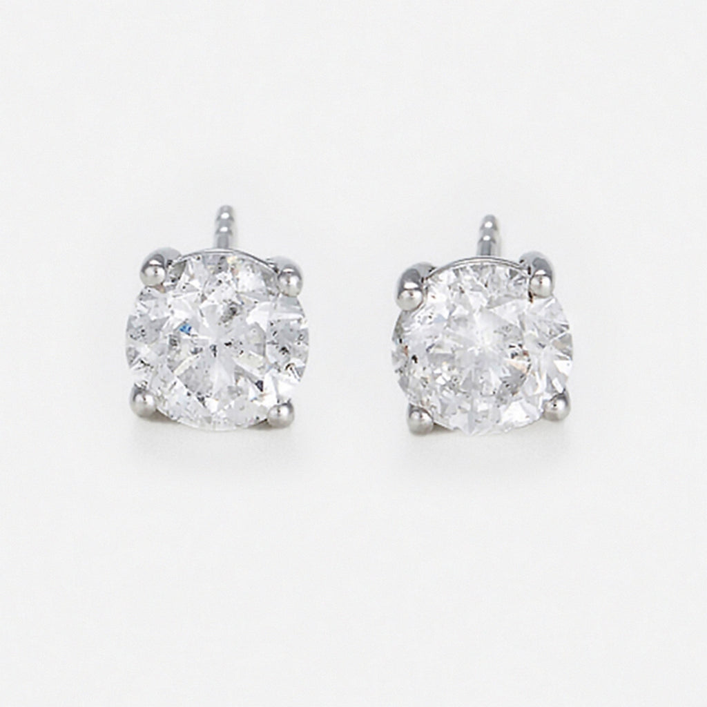 Boucles D'Oreille "Puces 2Ct" - Or Blanc