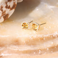 Boucles D'Oreilles "Popi Coussin Citrine" Diamant 0,07/32 + Citrine 0,6/2 - Or Jaune
