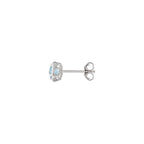 Boucles D'Oreilles "Popi Coussin Topaze Bleue" Diamant: 0,07/32 + Topaze 0,6/2 - Or Blanc