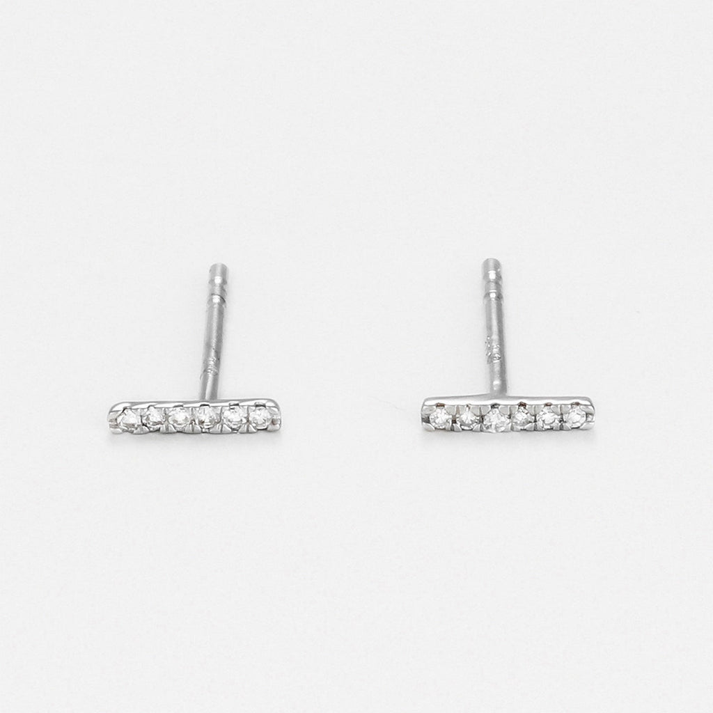 Boucles D'Oreilles "Precious Barrette" D0,03/12 - Or Blanc 375/1000