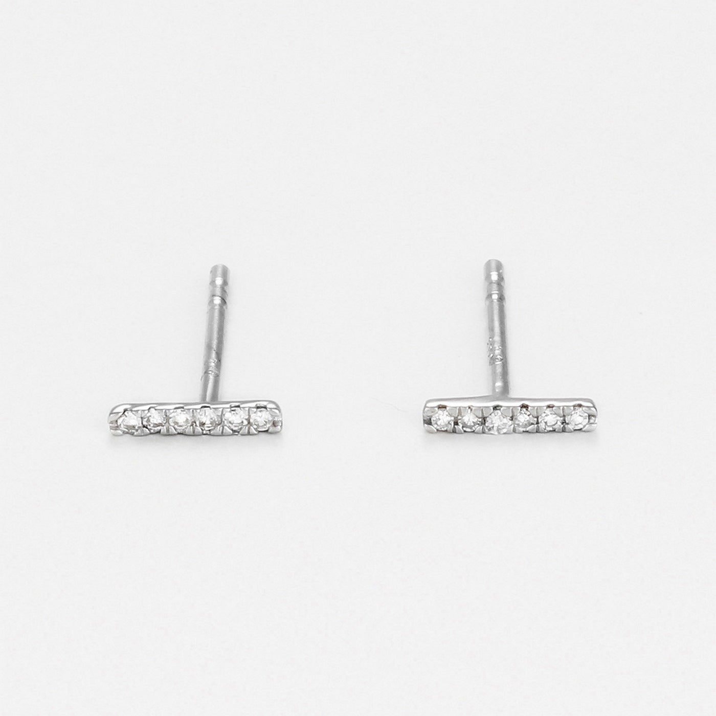Boucles D'Oreilles "Precious Barrette" D0,03/12 - Or Blanc 375/1000