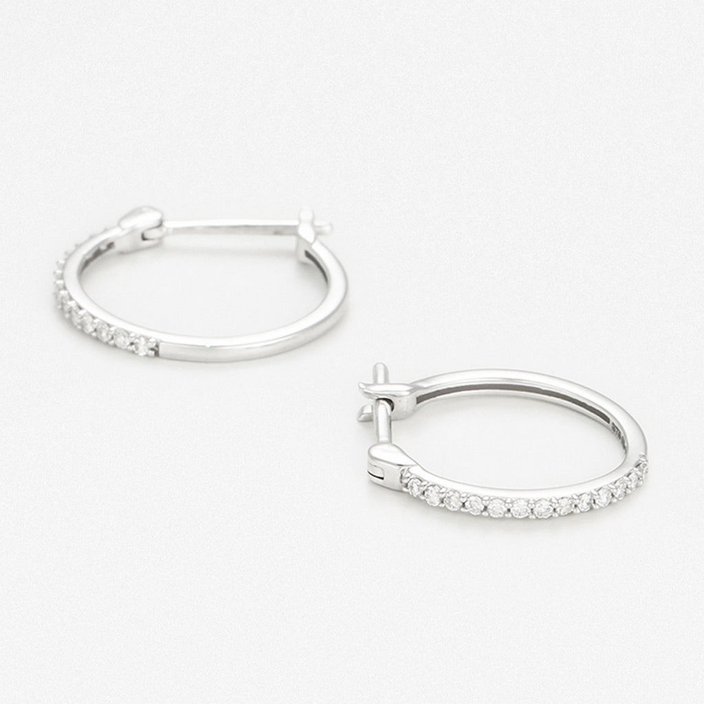 Boucles D'Oreilles "Créoles Sublimes" Diamants 0,10Ct/26 - Or Blanc