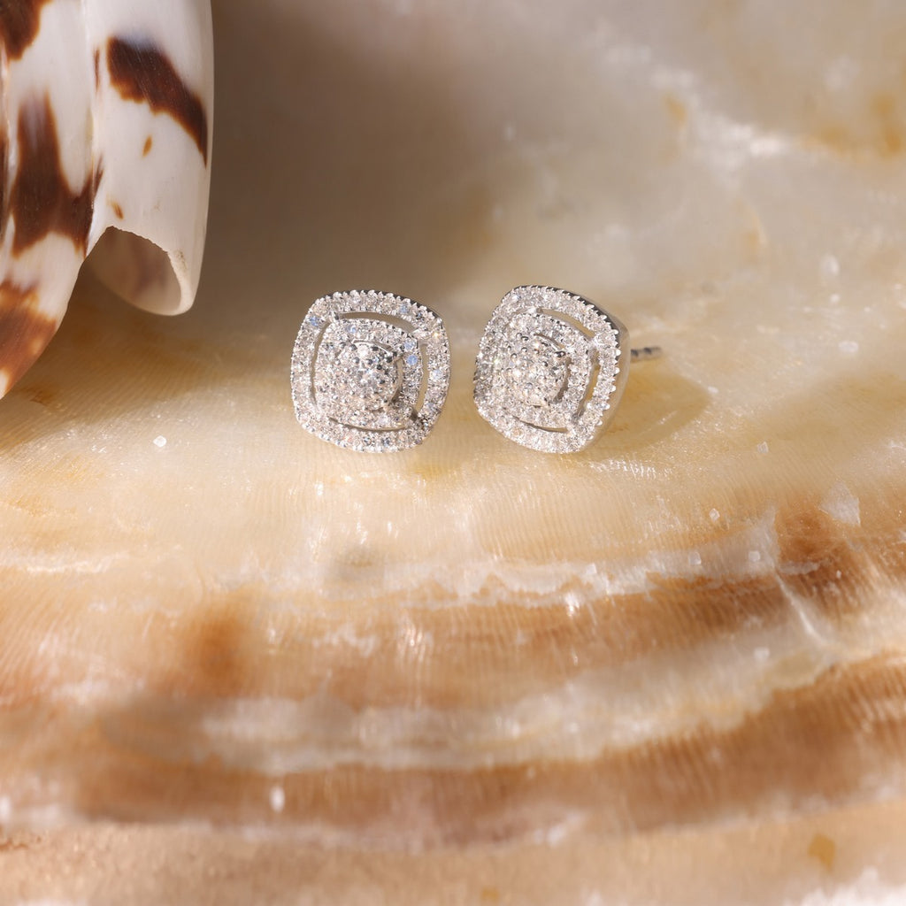 Boucles d'oreilles "Carré richesse" Diamants 0,25/116