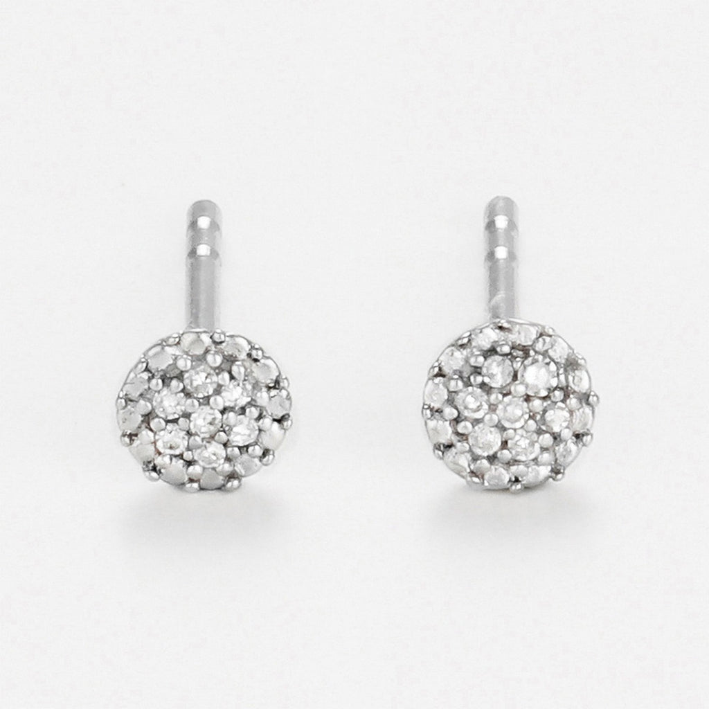 Boucles D'Oreilles "Round Stud" Diamants 0,02/14 - Or Blanc