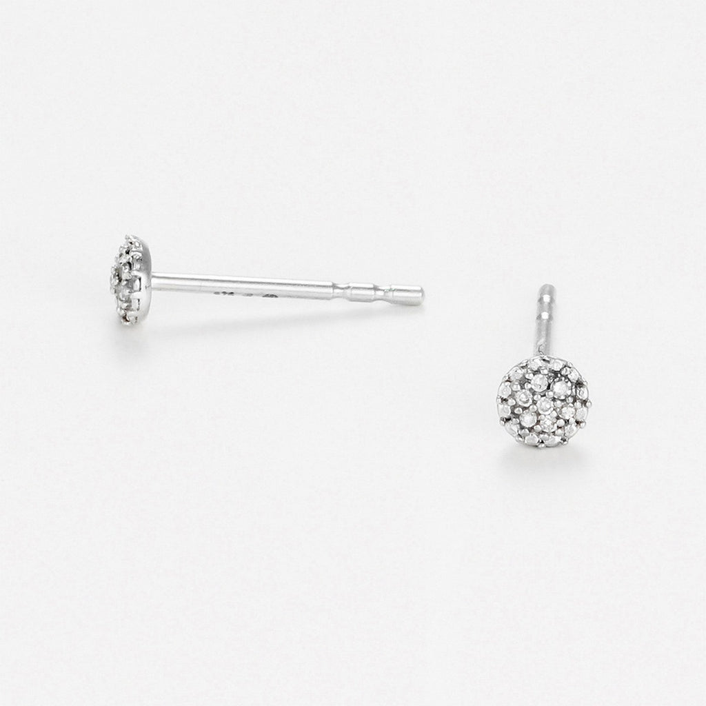 Boucles D'Oreilles "Round Stud" Diamants 0,02/14 - Or Blanc