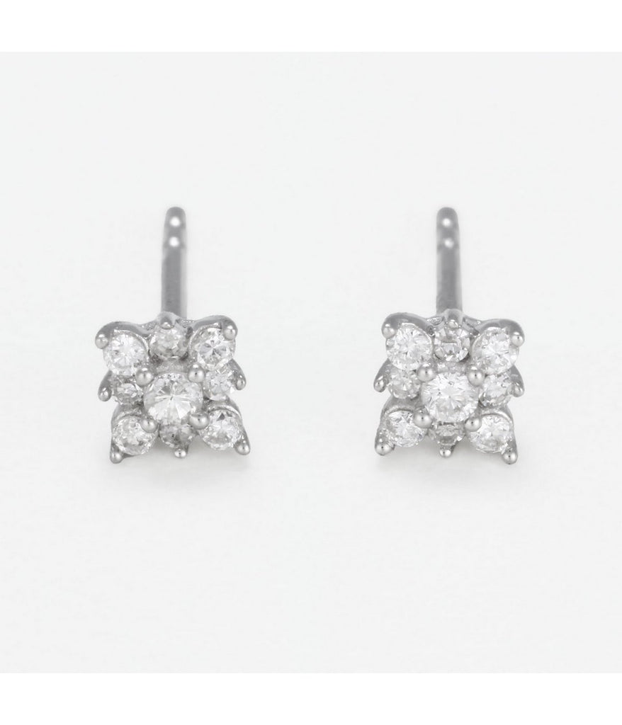 Boucles D'Oreilles "Little Flower" - D0,15/18 - Or Blanc