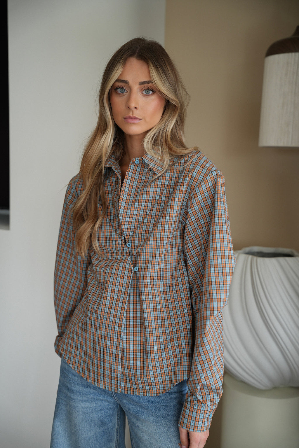 Chemise À Carreaux Pola - Bleue