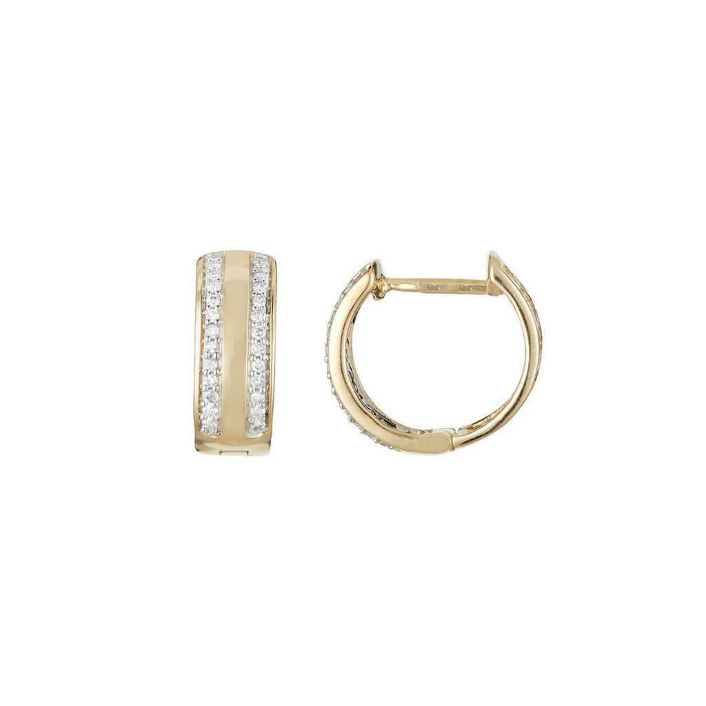 Boucles D'Oreilles "Pavée D'Amour" D0,20/52 - Or Jaune 375/1000