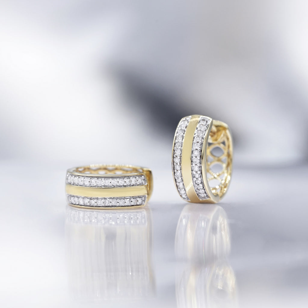 Boucles D'Oreilles "Pavée D'Amour" D0,20/52 - Or Jaune 375/1000
