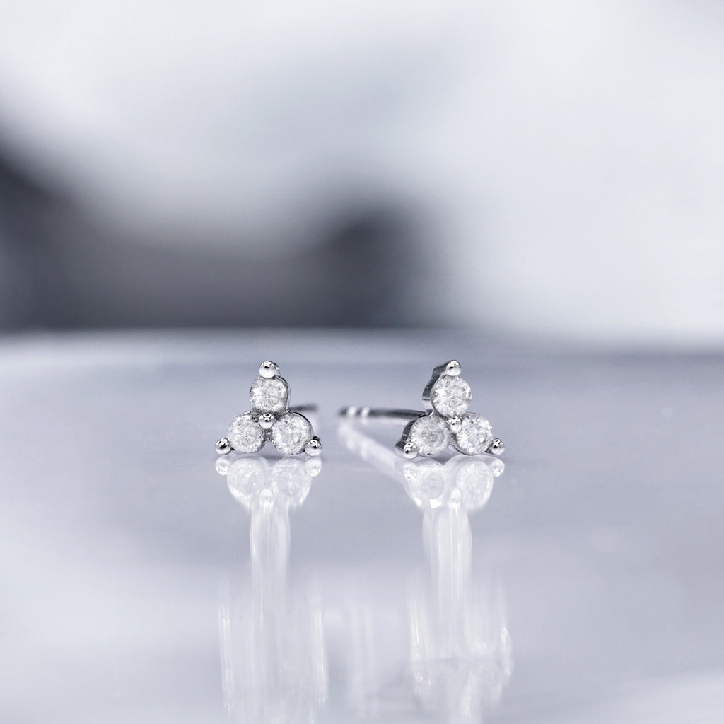Boucles D'Oreilles "Anna" Diamants 0,12/6 - Or Blanc 375/1000