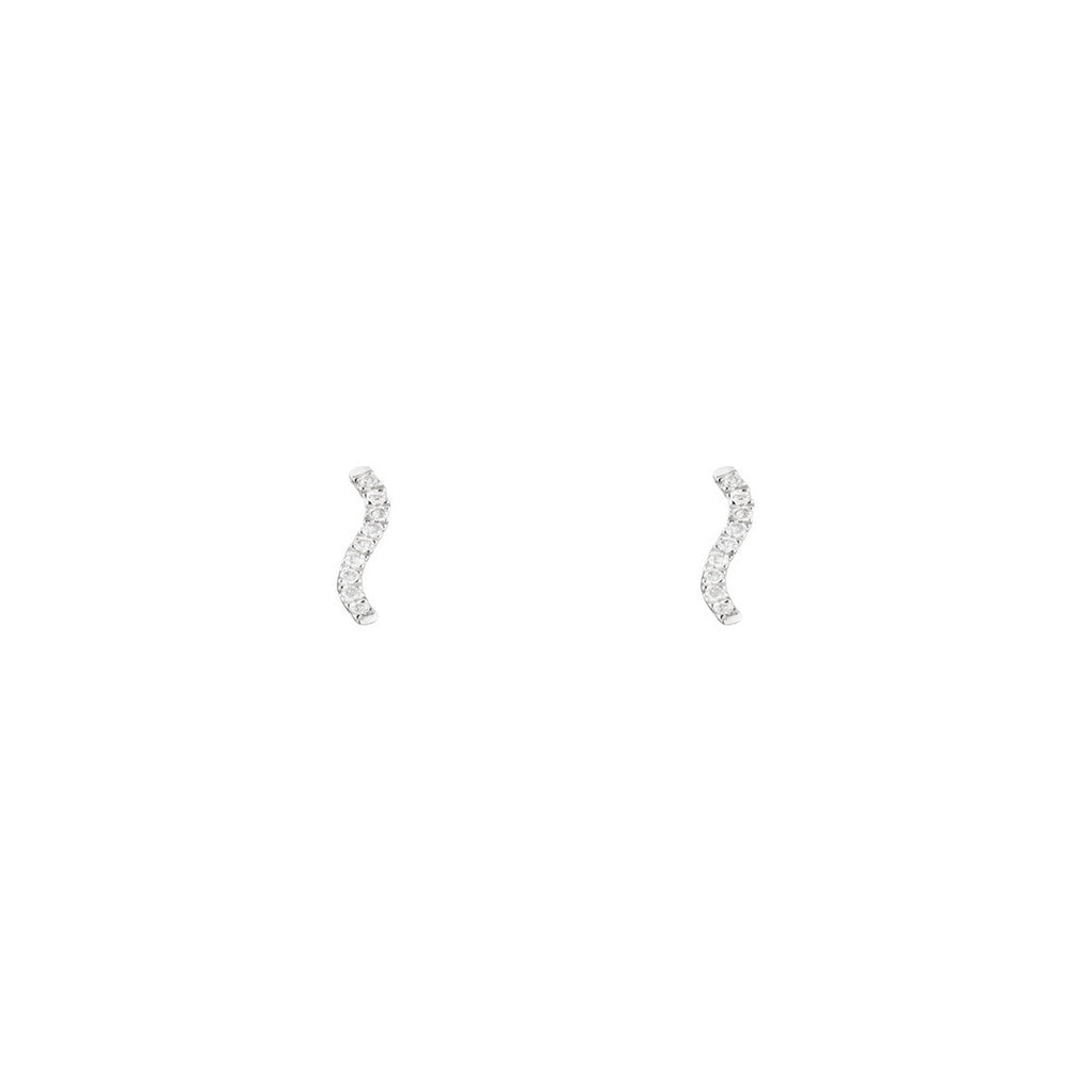 Boucles D'Oreilles "Douce Vague" Diamants 0,05/18 - Or Blanc 375/1000