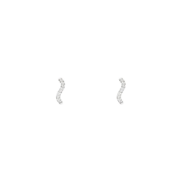Boucles D'Oreilles "Douce Vague" Diamants 0,05/18 - Or Blanc 375/1000