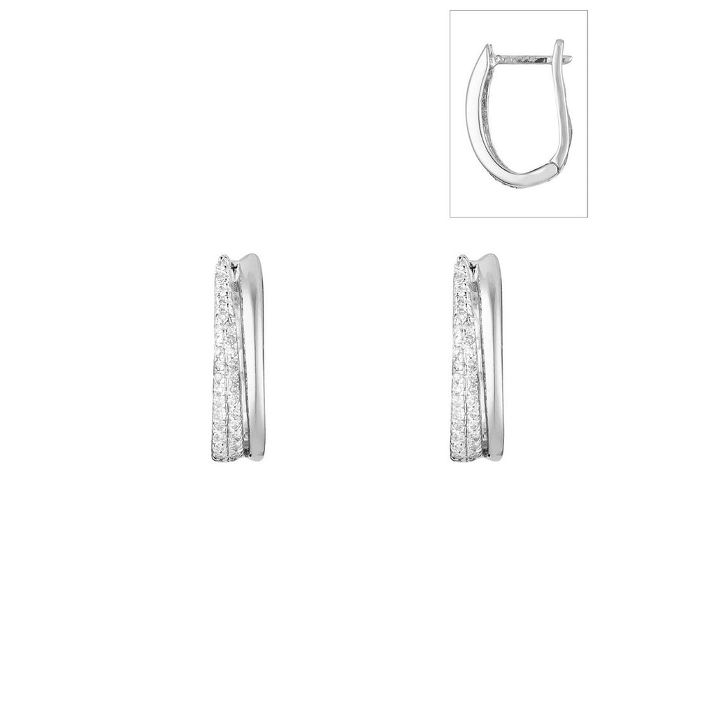 Boucles D'Oreilles "Créole Maya" Diamants 0,15/58 - Or Blanc 375/1000