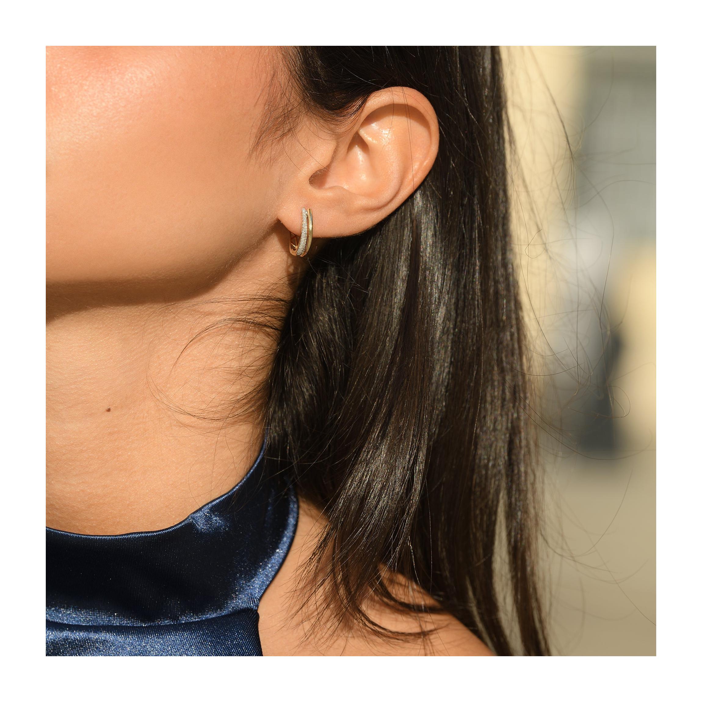 Boucles D'Oreilles "Créole Maya" Diamants 0,15/58
