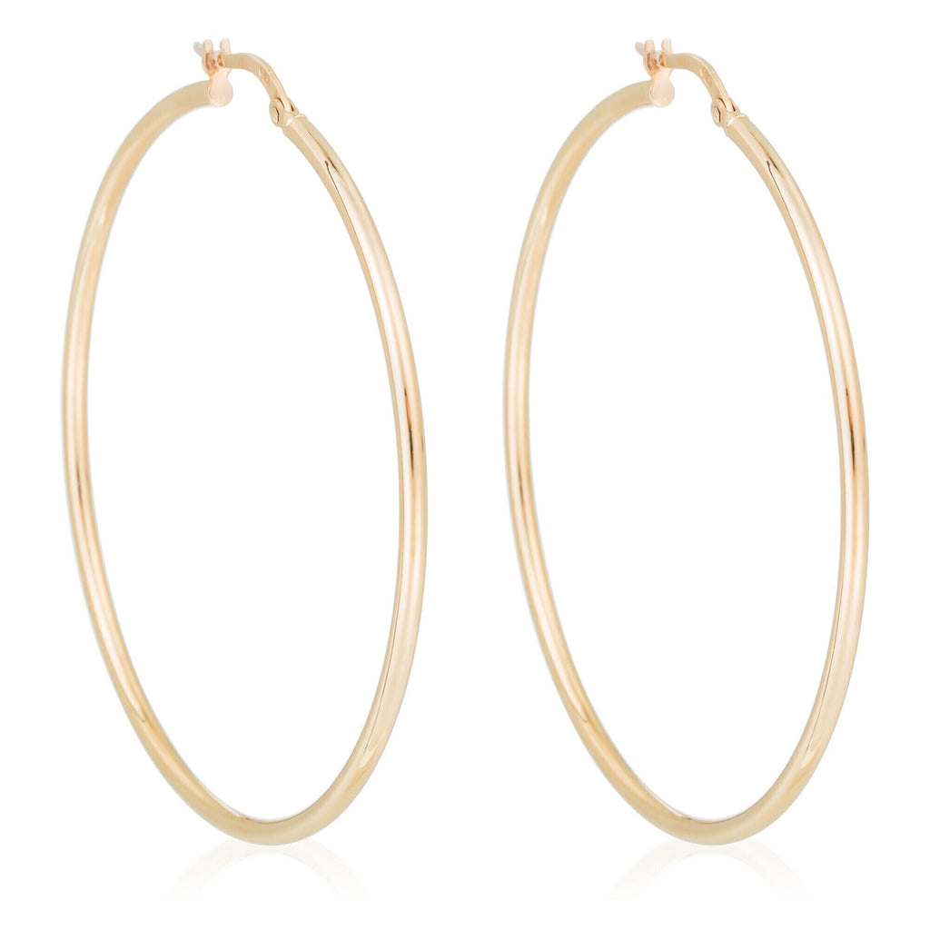 Boucle D'Oreilles "Créoles Santa" 50 Mm - Or Jaune 375/1000