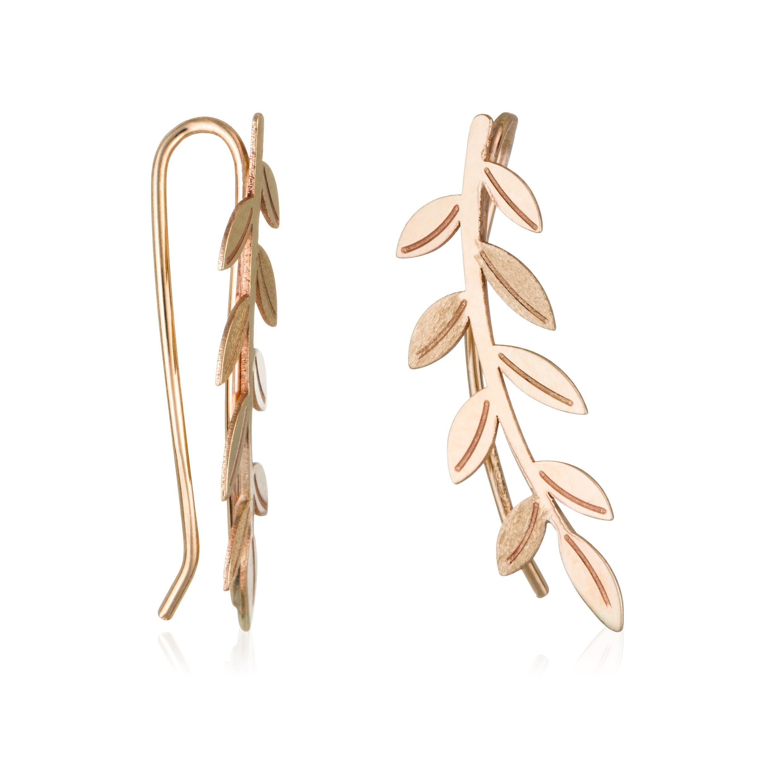 Boucles D'Oreilles "Feuilles Dorées" Or Jaune 375/1000
