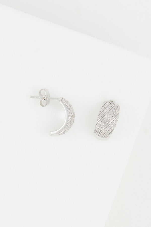 Boucles D'Oreilles "Rangs Torsadés" D0,54/112 - Or Blanc 375/1000
