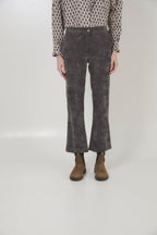 Pantalon Trompette Velours Côtelé Gris