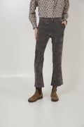 Pantalon Trompette Velours Côtelé Gris