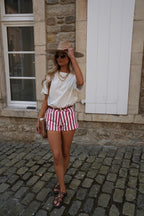 Short Rayé Nalla - Rouge