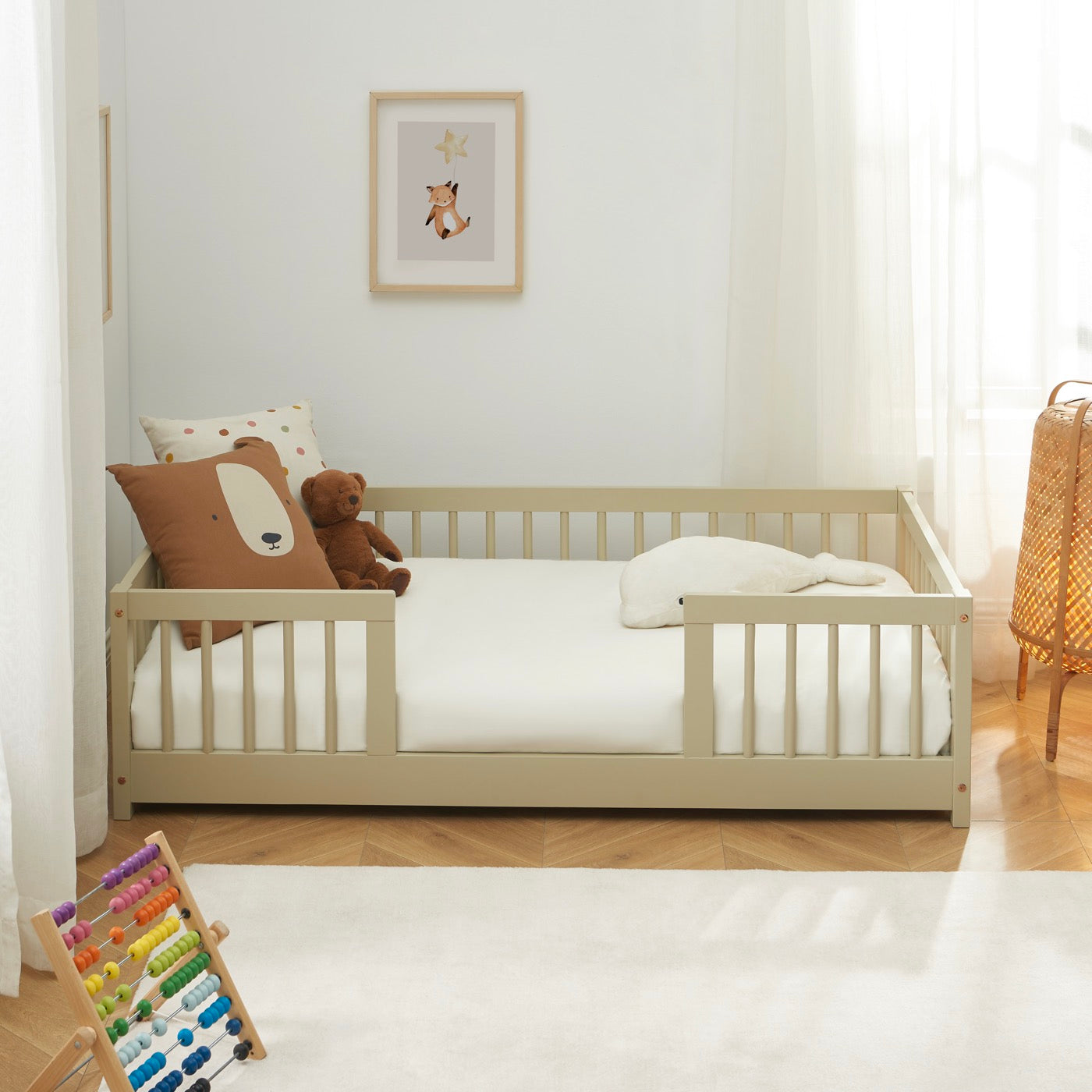 Eden - Lit Enfant Avec Barrières - Pin Massif Beige