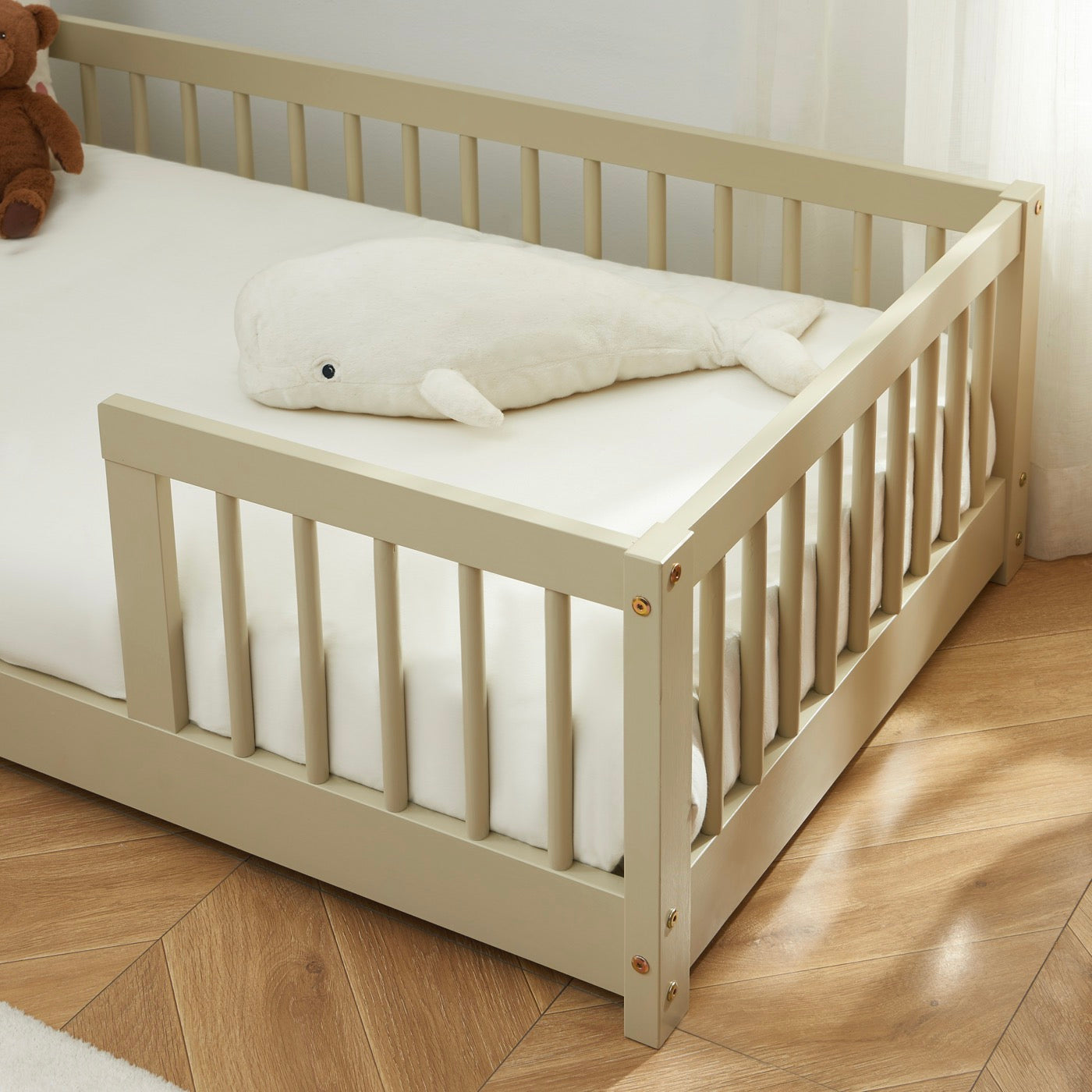 Eden - Lit Enfant Avec Barrières - Pin Massif Beige