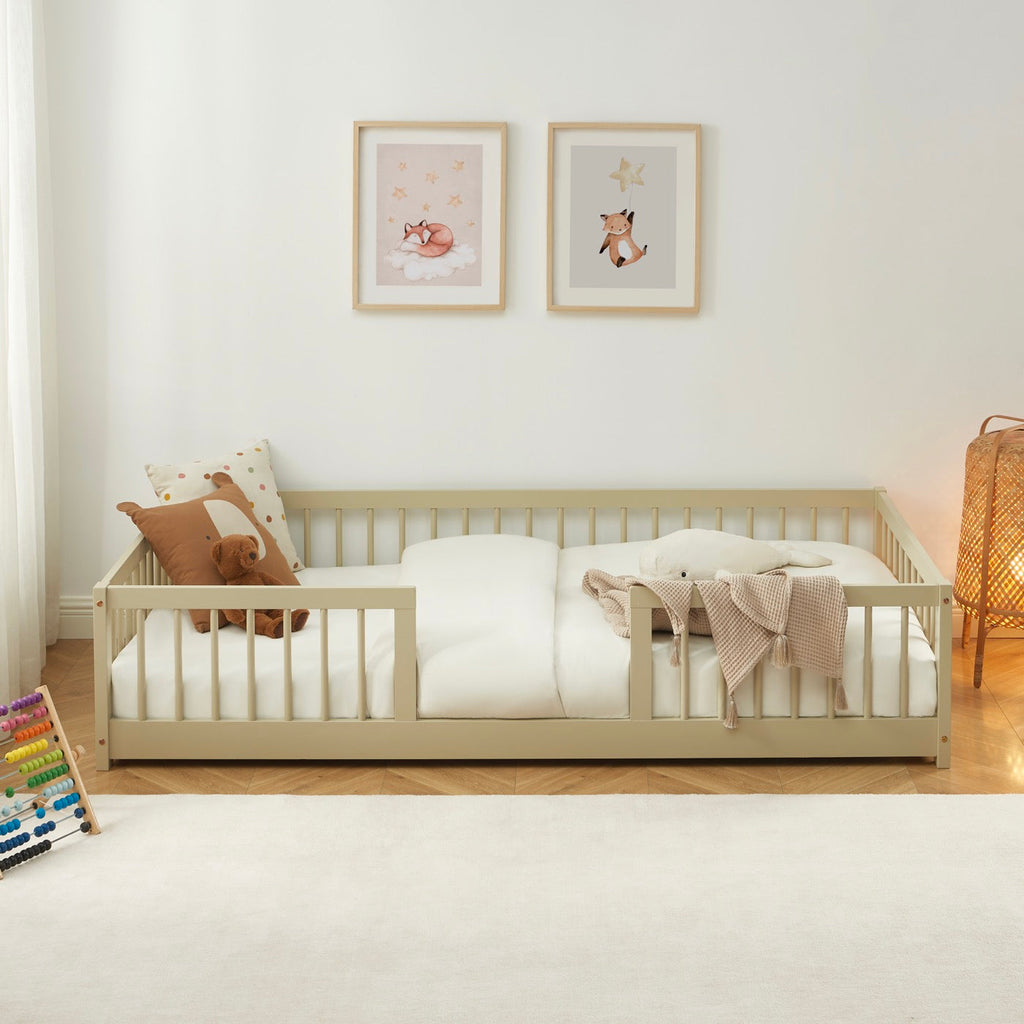 Eden - Lit Enfant Avec Barrières - Pin Massif Beige