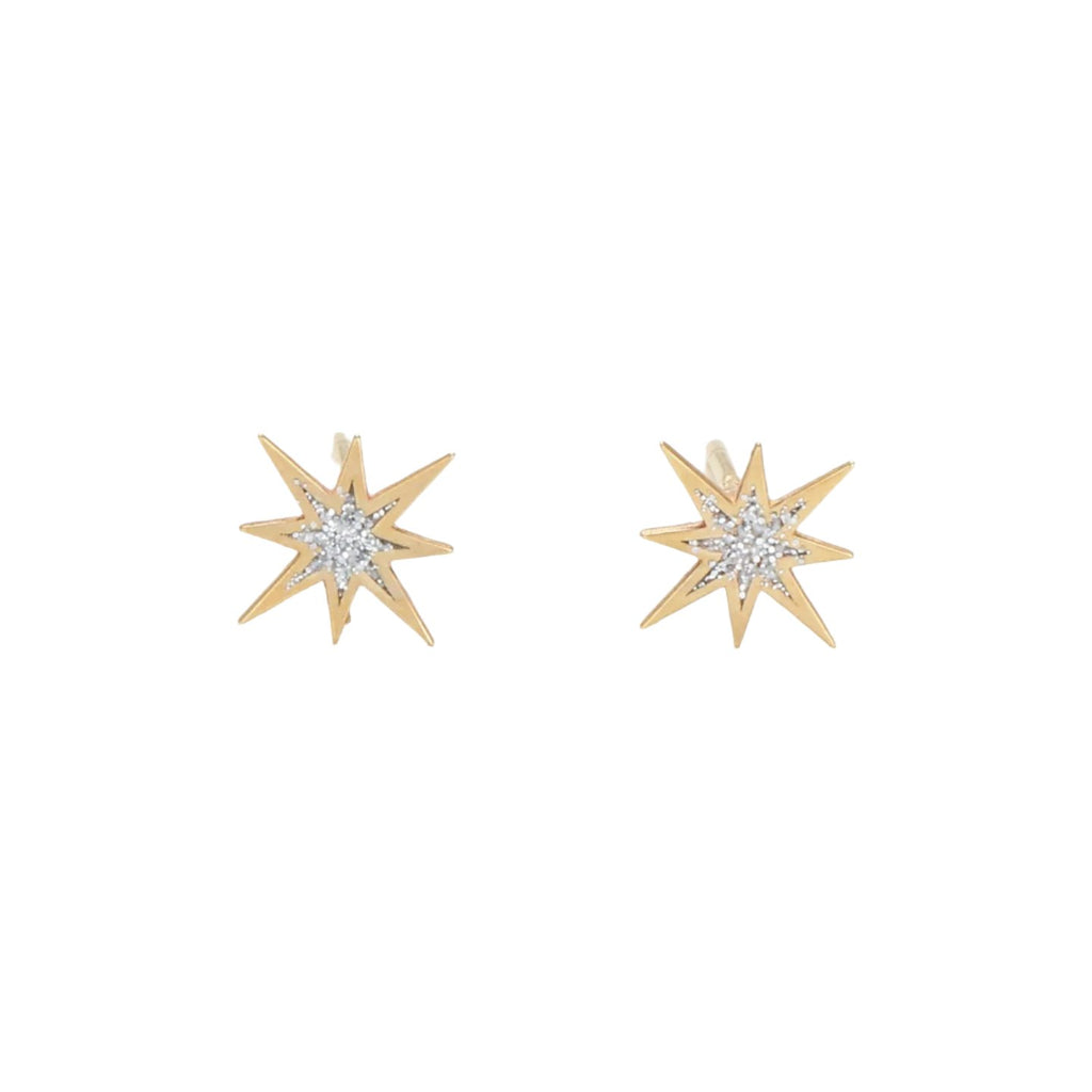 Boucles D'Oreilles "Mon Étoile" - Or Jaune 375/1000 Et Zirconium