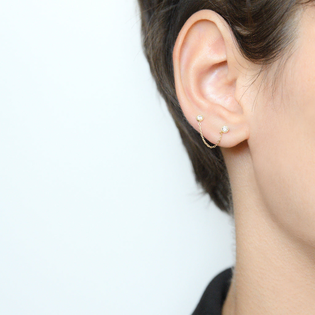 Bijou D'Oreille "Lise" - Or Jaune 375/1000 Et Zirconium