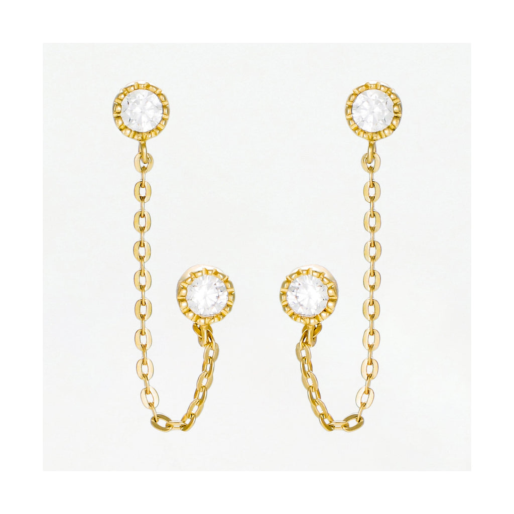 Bijou D'Oreille "Lise" - Or Jaune 375/1000 Et Zirconium