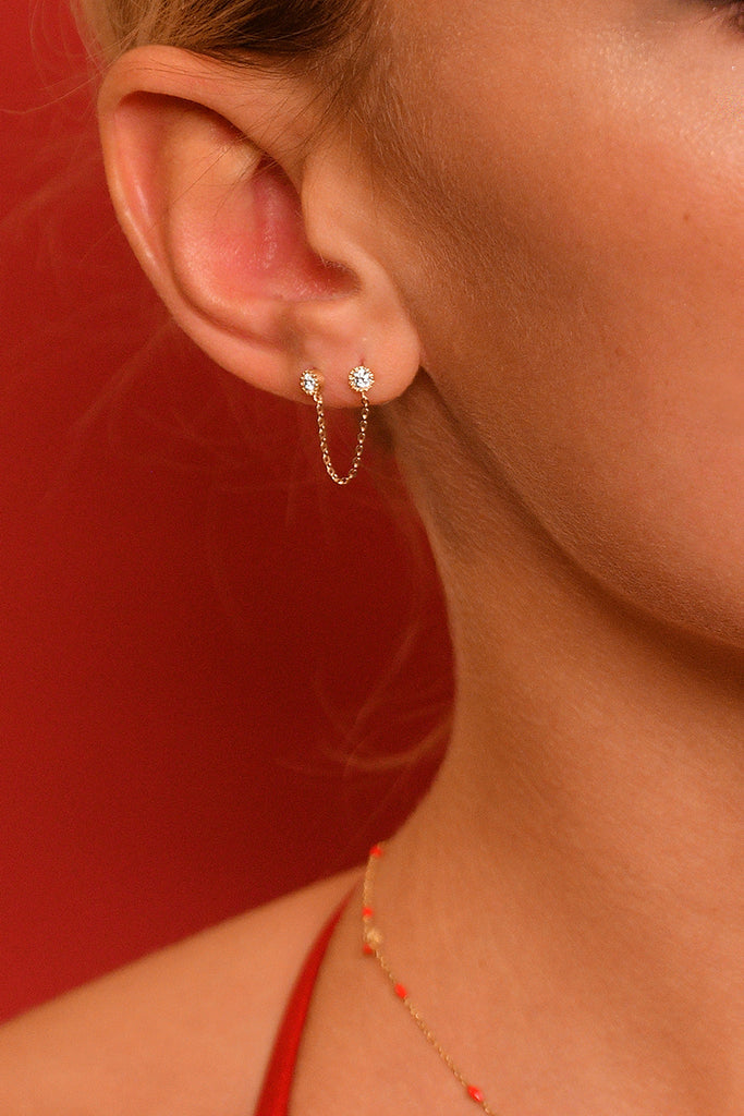 Bijou D'Oreille "Lise" - Or Jaune 375/1000 Et Zirconium