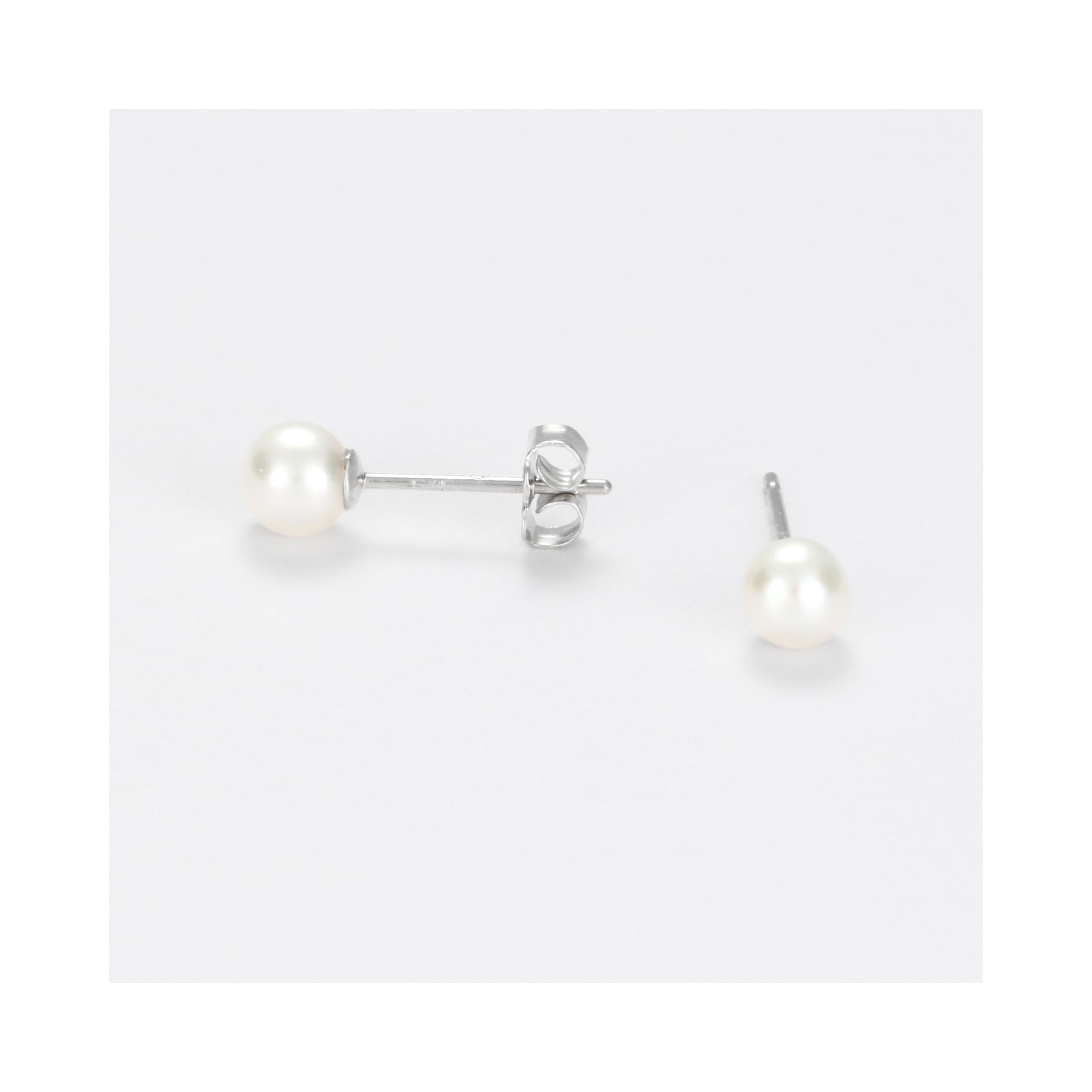 Boucles D'Oreilles "My Pearl" Or Blanc 375/1000 Perles Blanches