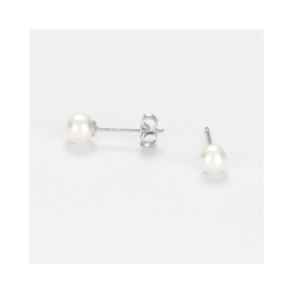 Boucles D'Oreilles "My Pearl" Or Blanc 375/1000 Perles Blanches