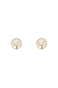 Boucles D'Oreilles " Arbre De Vie" Or Jaune 375/1000 Et Zirconium