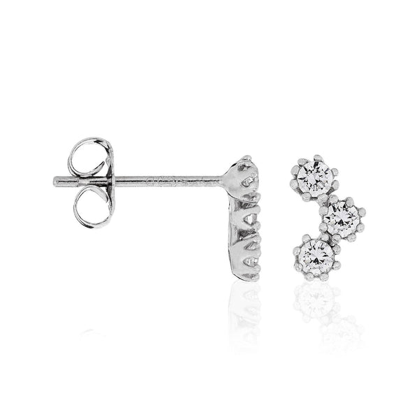 Boucles D'Oreilles "Zirconias" - Or Blanc 375/1000 Et Zirconium
