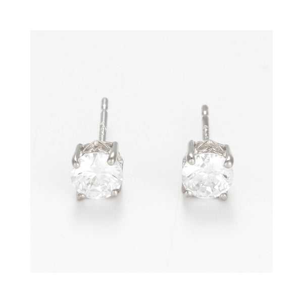 Boucles D'Oreilles "Simply You 4Mm" Or Blanc 375/1000 Et Zirconium