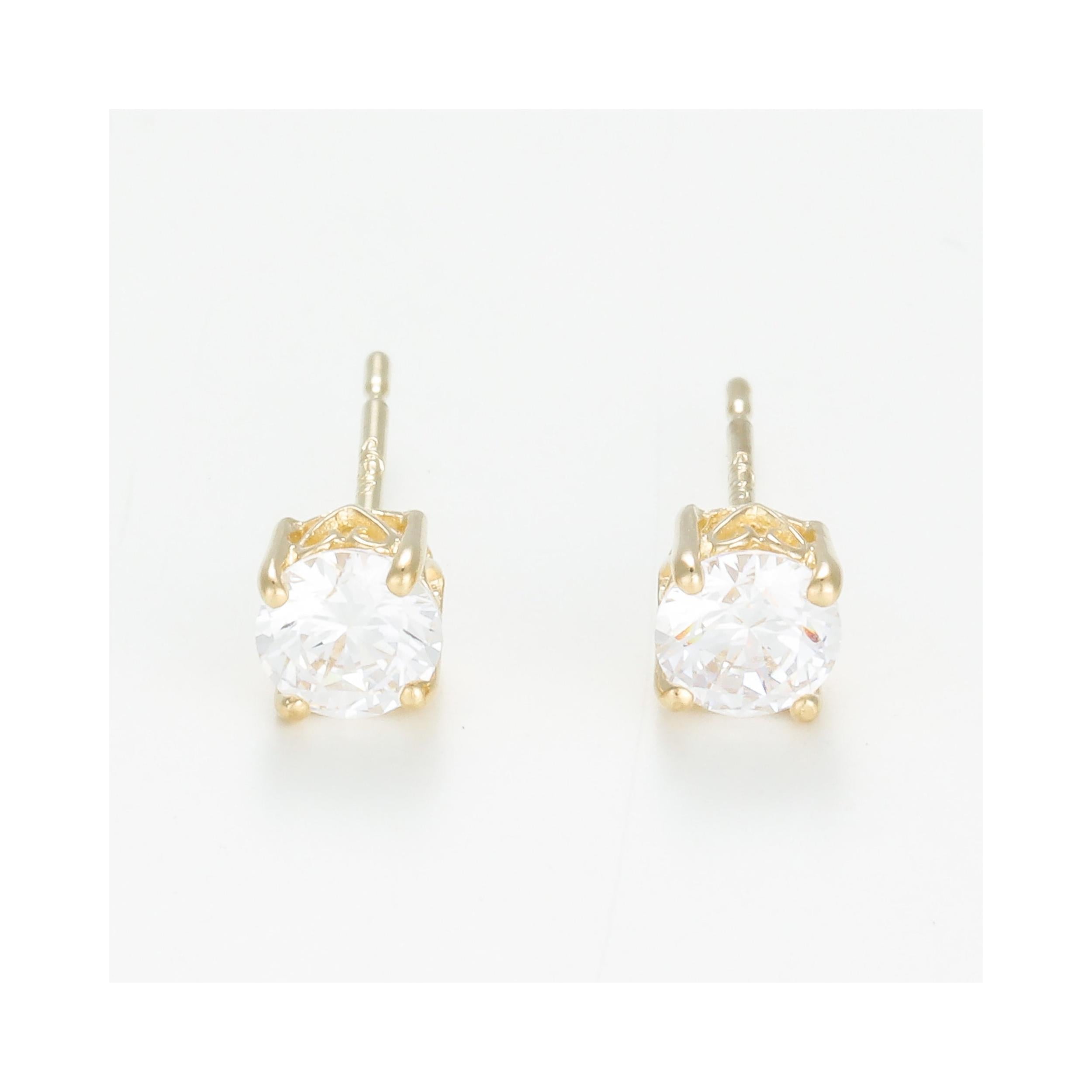 Boucles D'Oreilles "Simply You"  4Mm Or Jaune 375/1000 Et Zirconium